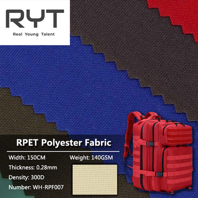 Waterproof 300D 140GSM RPET Polyester Fabric Recycled PU For Luggage