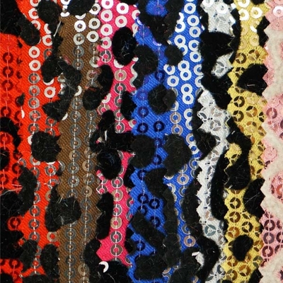 Pile Coating 250GSM Sequin Cloth Material Decorated Shining Fabric